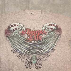 Vintage Y2K Chopper Life Biker Graphic Tee, Eagle American Flag Shirt, Size Larg